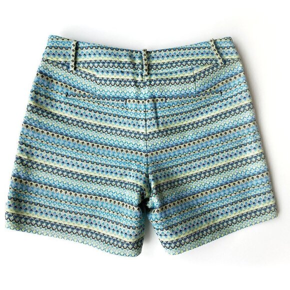 LOFT Textured Riviera Shorts 6" NEW Size 6 Geometric Jacquard Blue Yellow - Picture 4 of 12